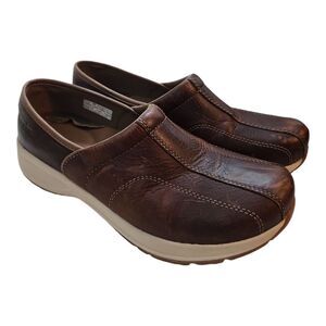 Dansko Shaina Brown Leather Clogs Comfort Non-Slip Size 38/7.5